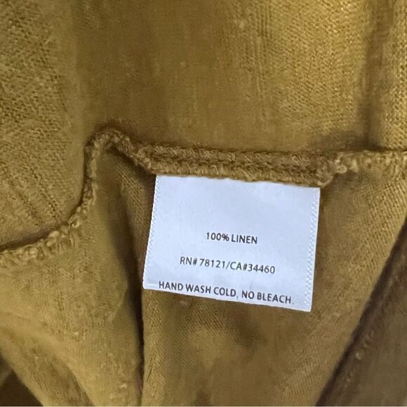 Eileen Fisher Tee Shirt Dress Mustard Linen Tunic - Picture 4 of 5